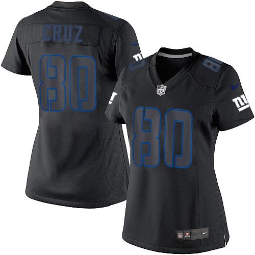 Women's Elite Victor Cruz Nike Jersey Black - #80 Impact NFL New York Giants